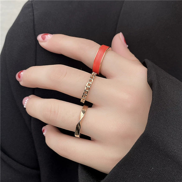 Combination Oil Drop Ring Alloy Electroplated Geometric Style Unisex