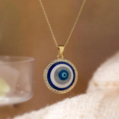 Commute Devil's Eye Copper 18k Gold Plated Zircon Pendant Necklace In Bulk