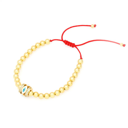 Commute Eye Resin Copper Beaded Enamel Inlay Zircon 18k Gold Plated Twisted Cable Bracele