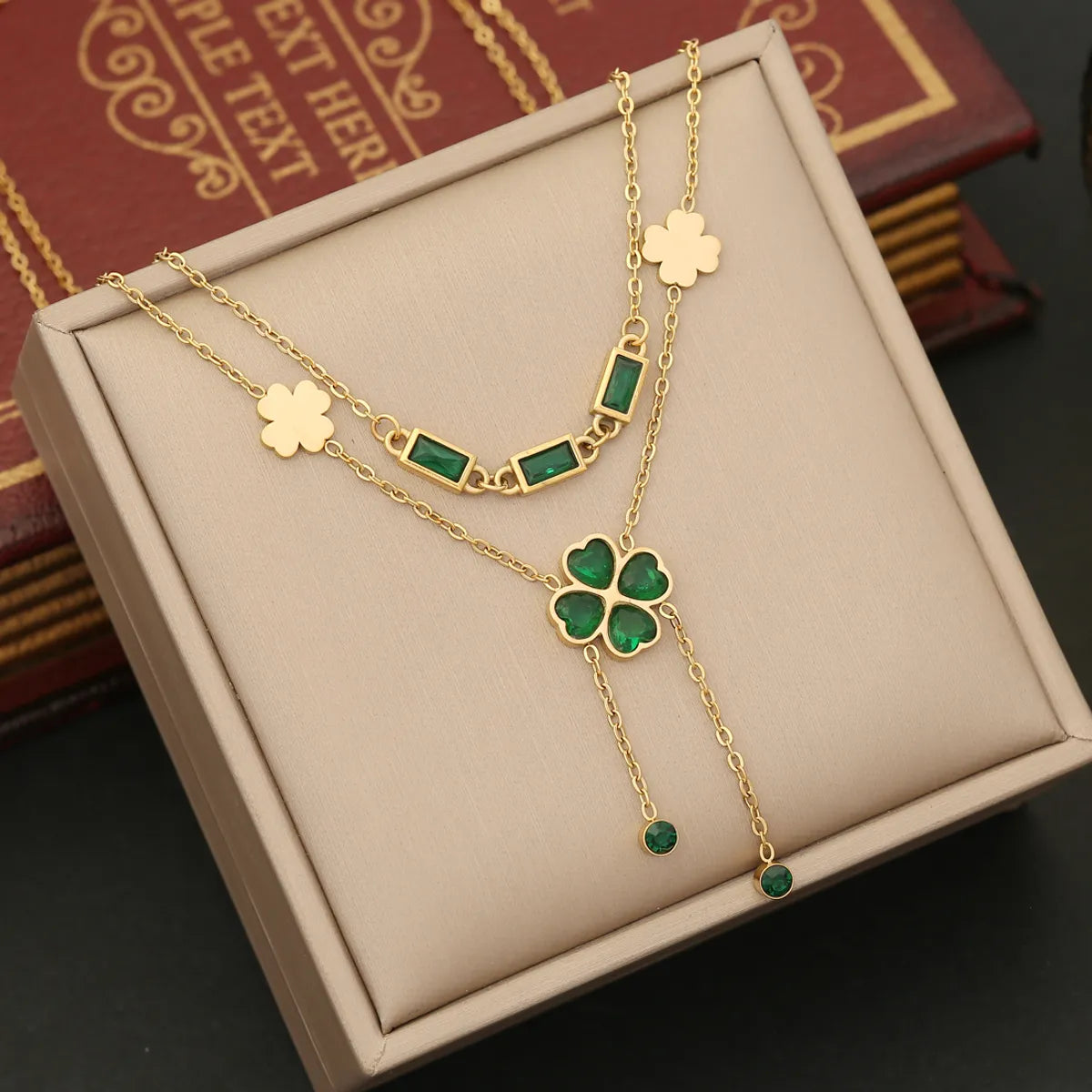 Commute Flower Stainless Steel Plating Inlay Zircon Pendant Necklace