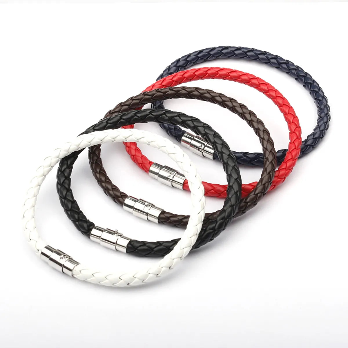 Commute Geometric Stainless Steel Pu Leather Plating Unisex Bracelets