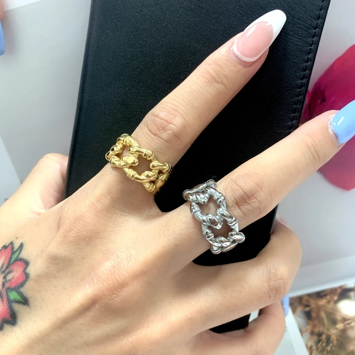 Wholesale Jewelry Commute Geometric 304 Stainless Steel Titanium Steel 18K Gold Plated Plating Rings