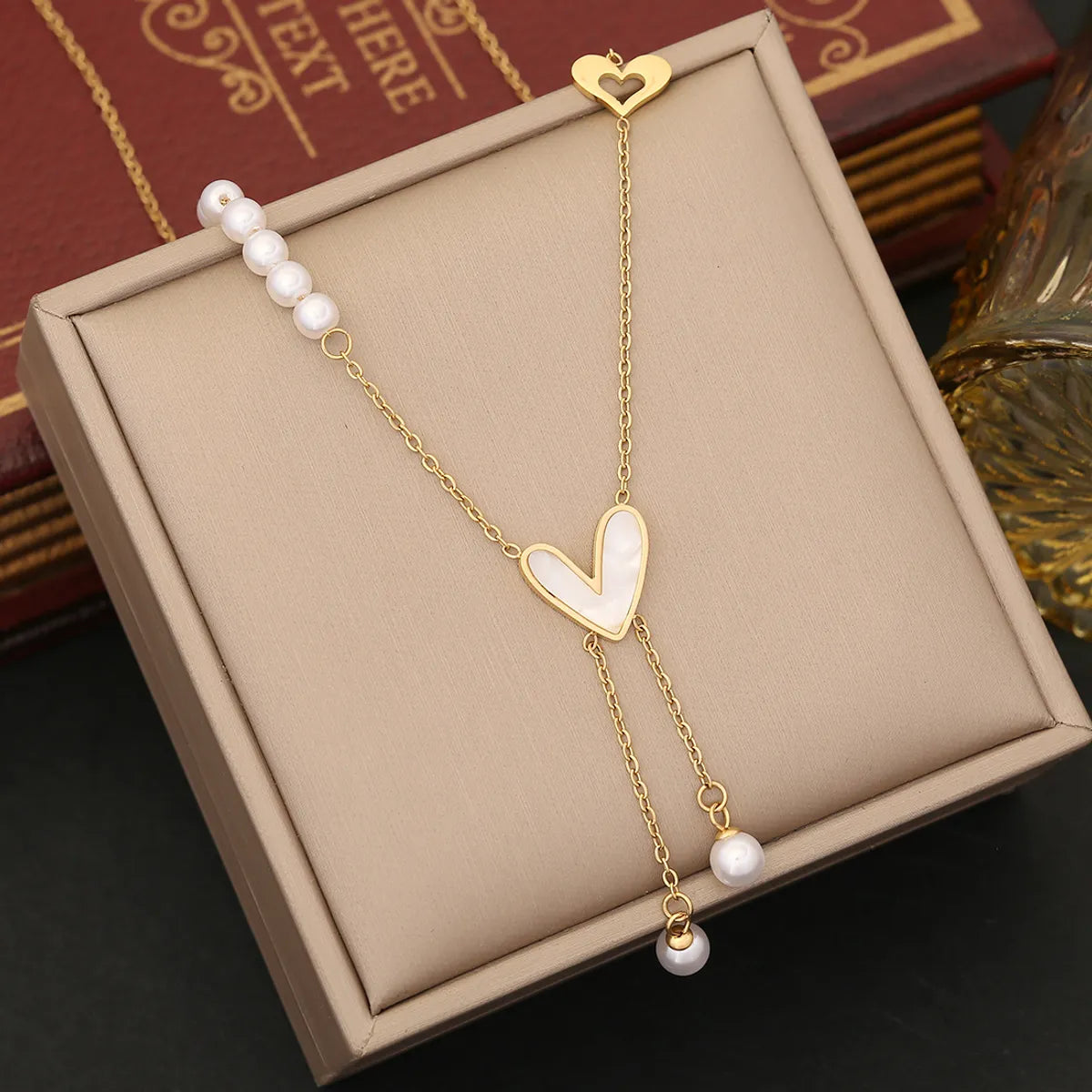 Commute Heart Shape Flower Stainless Steel Plating Pendant Necklace