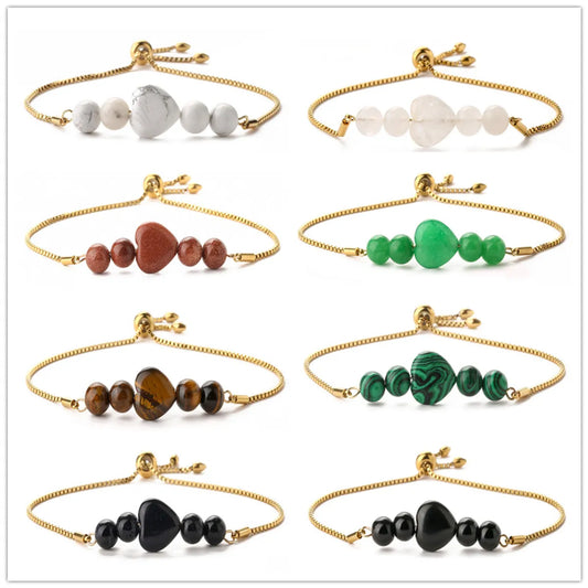 Commute Heart Shape Natural Stone Beaded Bracelets