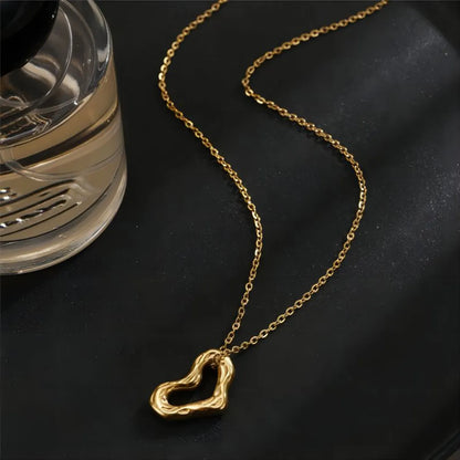 Commute Heart Shape Stainless Steel Plating 18k Gold Plated Pendant Necklace