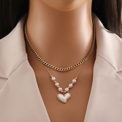 Commute Heart Shape Stainless Steel Plating Pendant Necklace