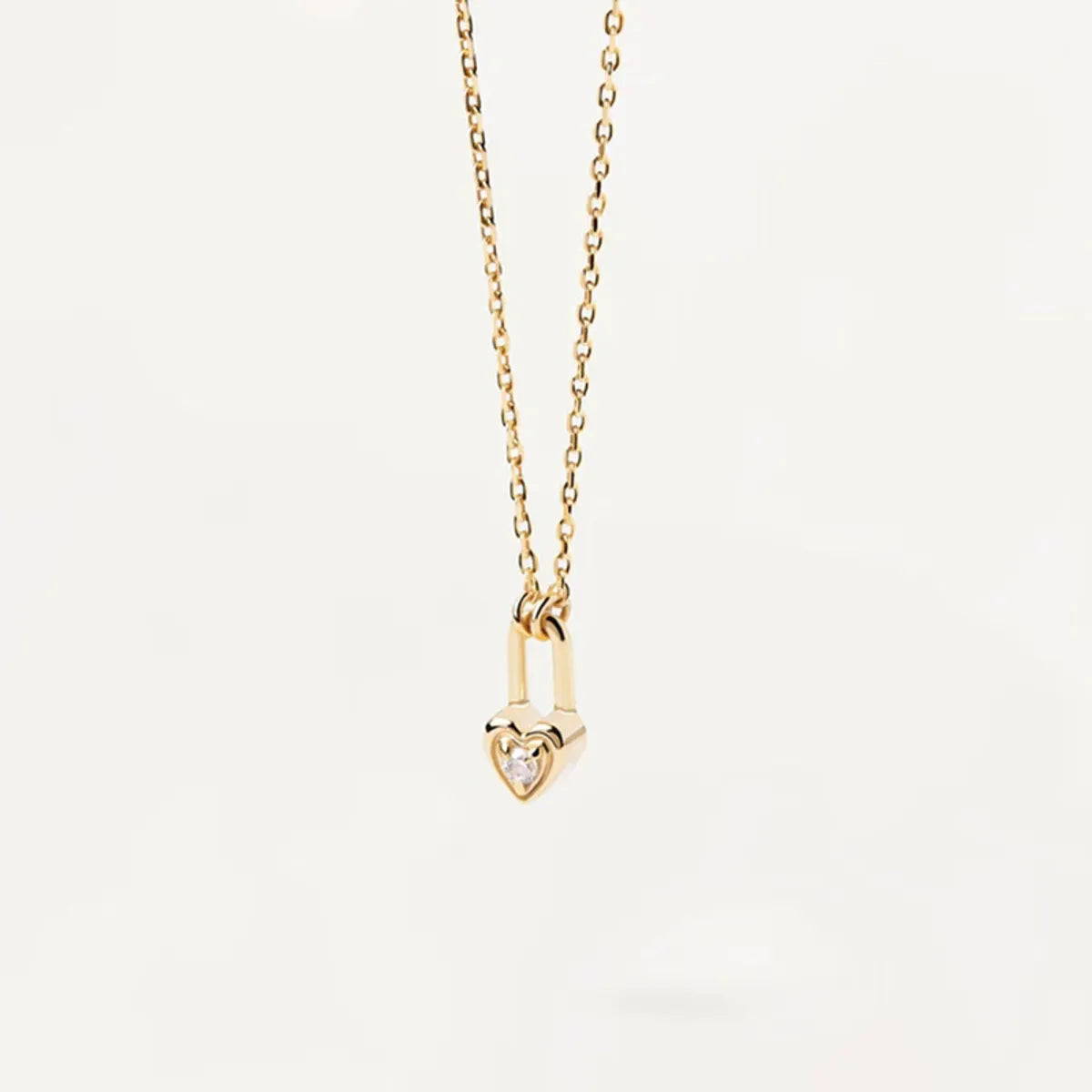 Commute Heart Shape Sterling Silver Plating Inlay Zircon Gold Plated Pendant Necklace