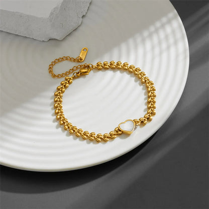 Commute Heart Shape Titanium Steel 18K Gold Plated Titanium Steel Bracelets In Bulk