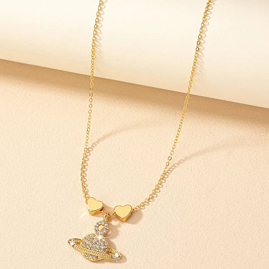 Commute Korean Style Heart Shape Rhinestones Alloy Wholesale Pendant Necklace