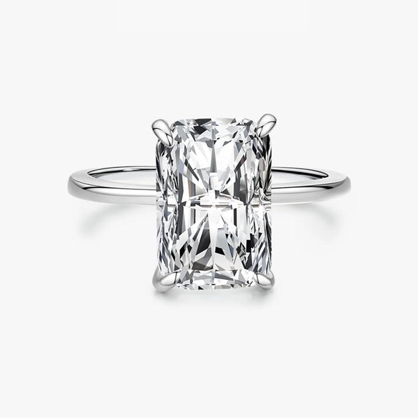 Commute Rectangle Sterling Silver Plating Inlay Zircon Rhodium Plated Rings