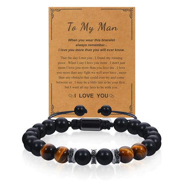 Commute Round Tiger Eye Beaded Men'S Bracelets