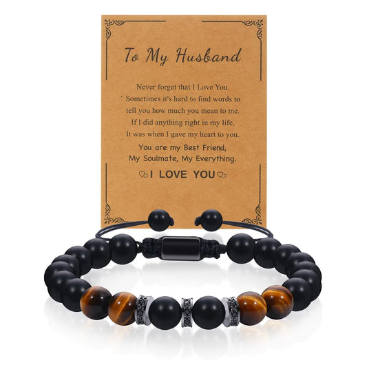 Commute Round Tiger Eye Beaded Men'S Bracelets