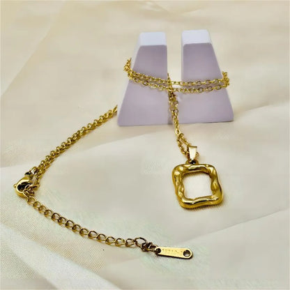 Commute Solid Color Stainless Steel Irregular Plating 18k Gold Plated Pendant Necklace