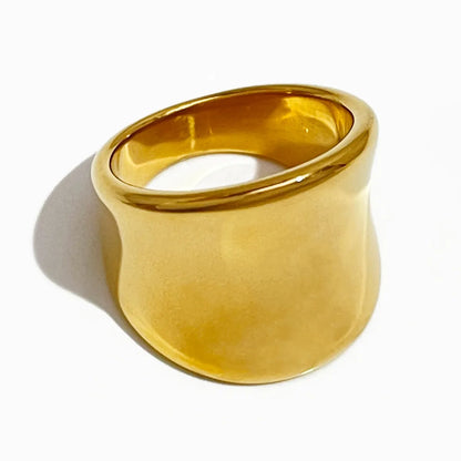 Wholesale Jewelry Commute Solid Color 304 Stainless Steel 18K Gold Plated Plating Rings