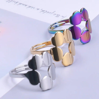 Wholesale Jewelry Commute Solid Color 304 Stainless Steel 18K Gold Plated Plating Rings