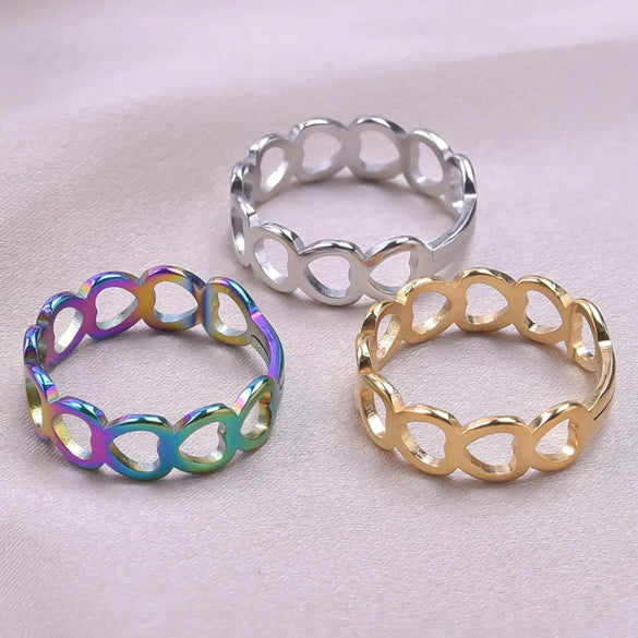 Wholesale Jewelry Commute Solid Color 304 Stainless Steel 18K Gold Plated Plating Rings