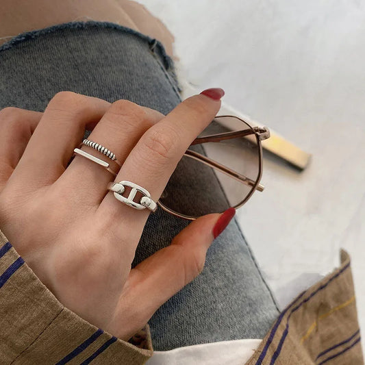 Commute Solid Color Sterling Silver Plating Gold Plated Rings