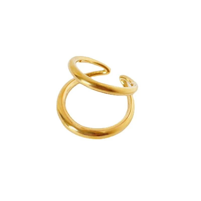 Commute Solid Color Titanium Steel 18k Gold Plated Open Ring In Bulk