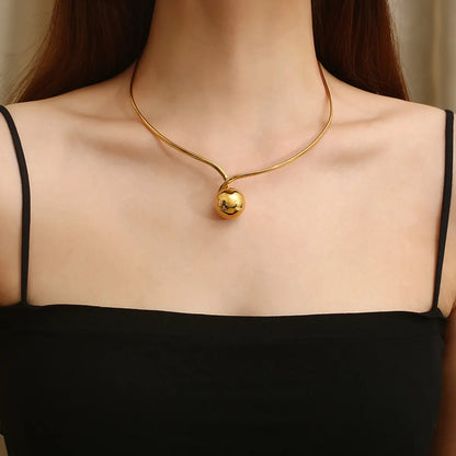 Commute Solid Color Titanium Steel Plating Gold Plated Choker