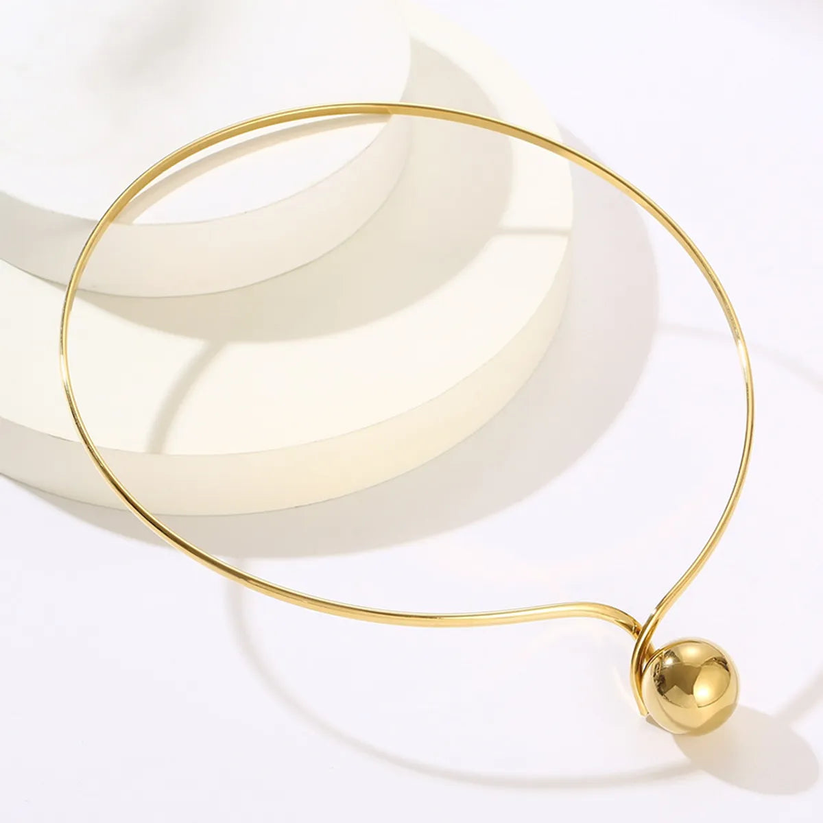 Commute Solid Color Titanium Steel Plating Gold Plated Choker