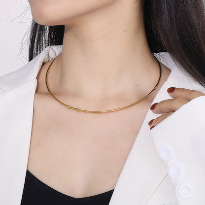 Commute Solid Color Titanium Steel Plating Gold Plated Choker