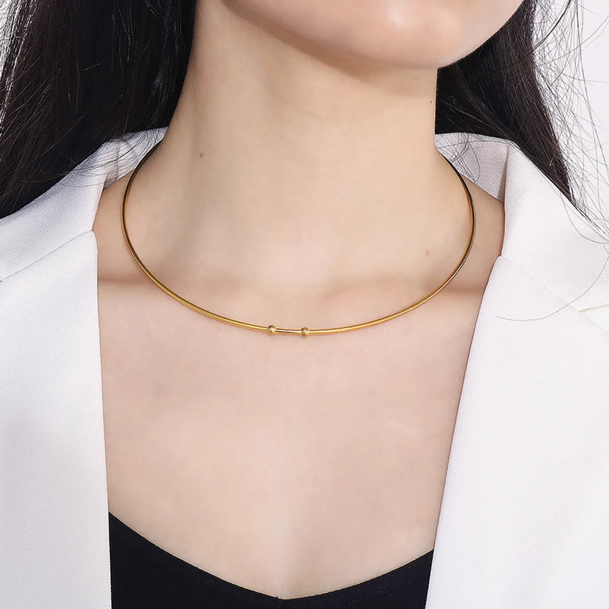 Commute Solid Color Titanium Steel Plating Gold Plated Choker