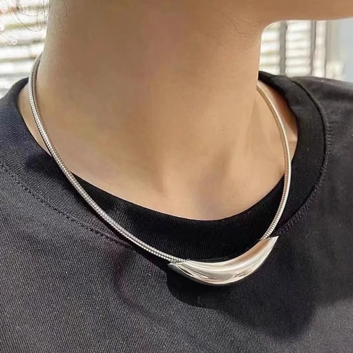 Commute Solid Color Titanium Steel Plating Gold Plated Choker