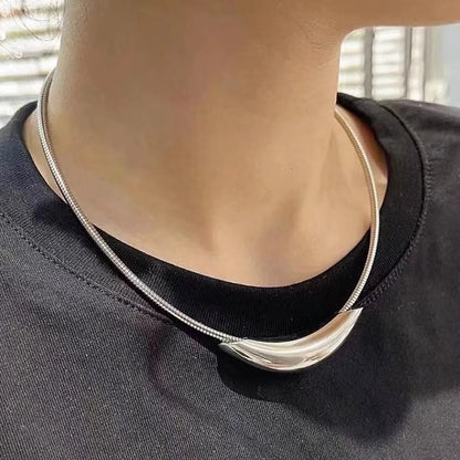 Commute Solid Color Titanium Steel Plating Gold Plated Choker