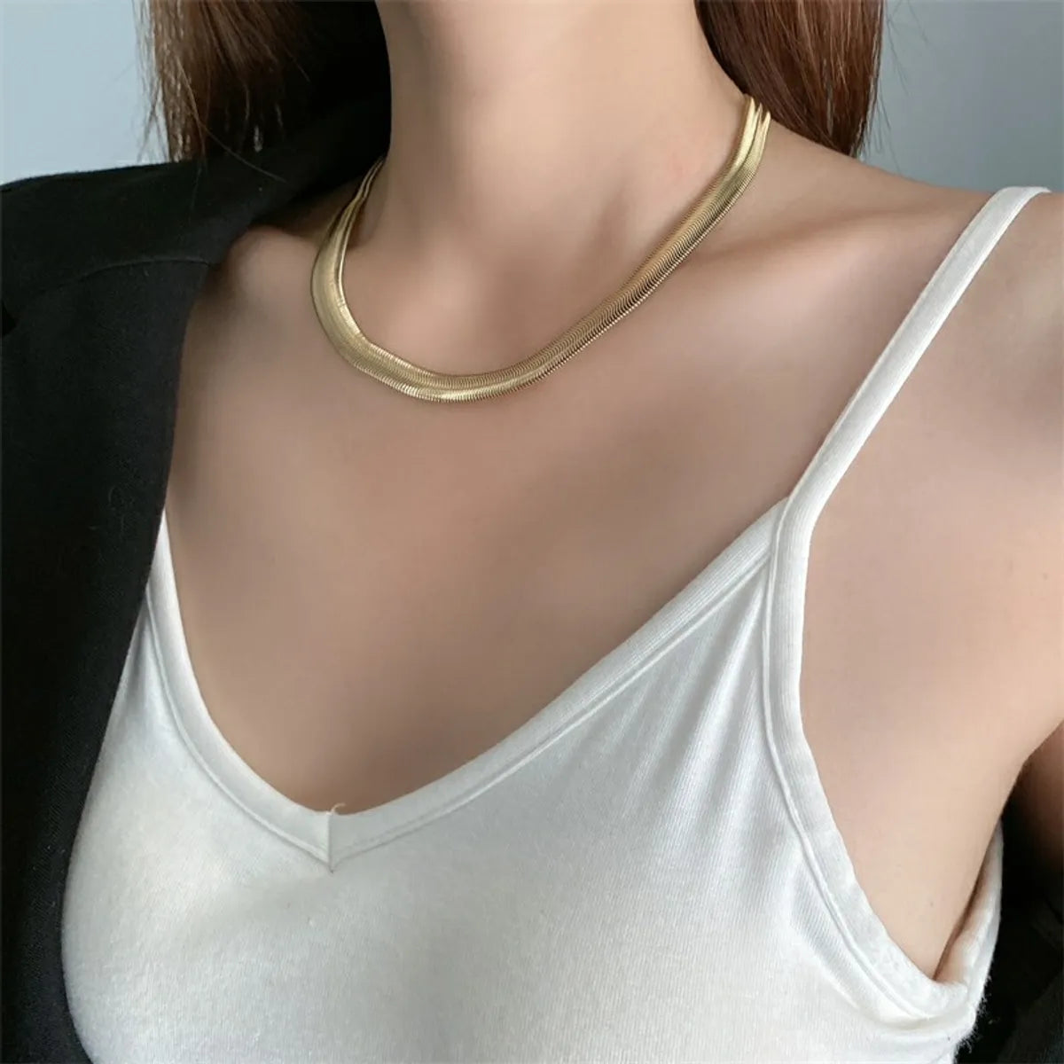 Commute Solid Color Titanium Steel Plating Gold Plated Necklace