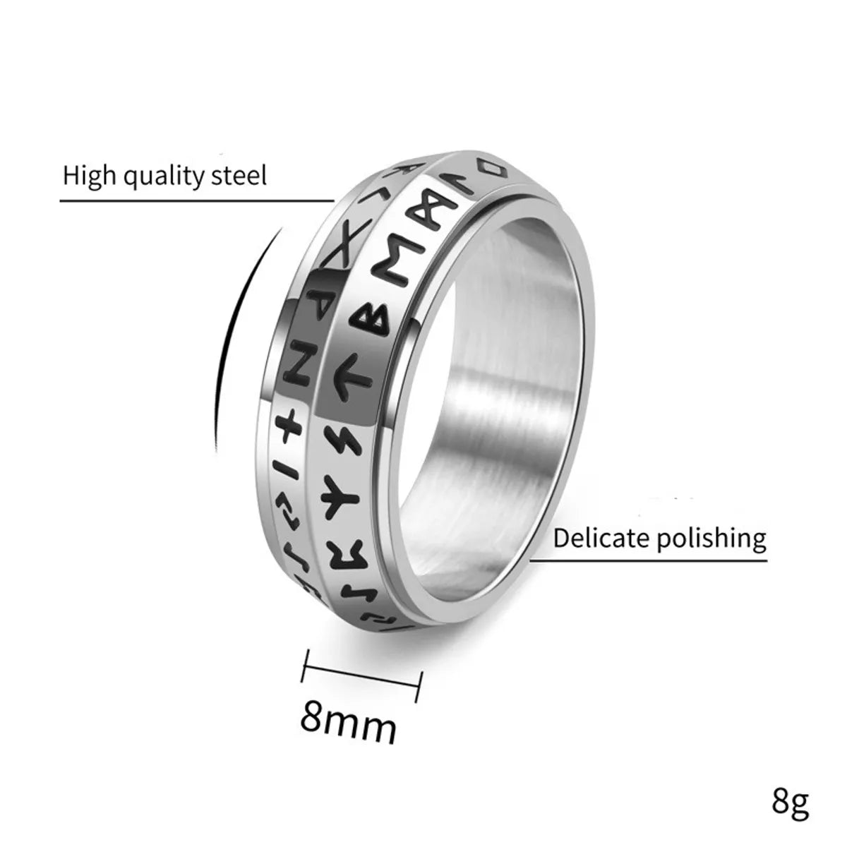 Commute Solid Color Titanium Steel Stoving Varnish Men'S Rings