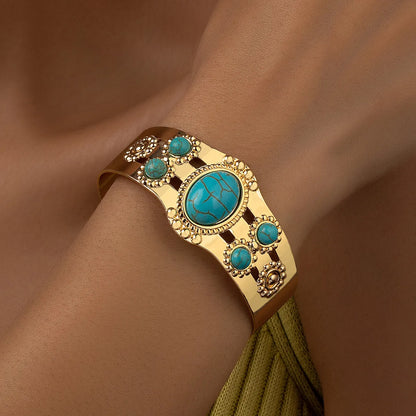 Commute Solid Color Turquoise Metal Wholesale Bangle