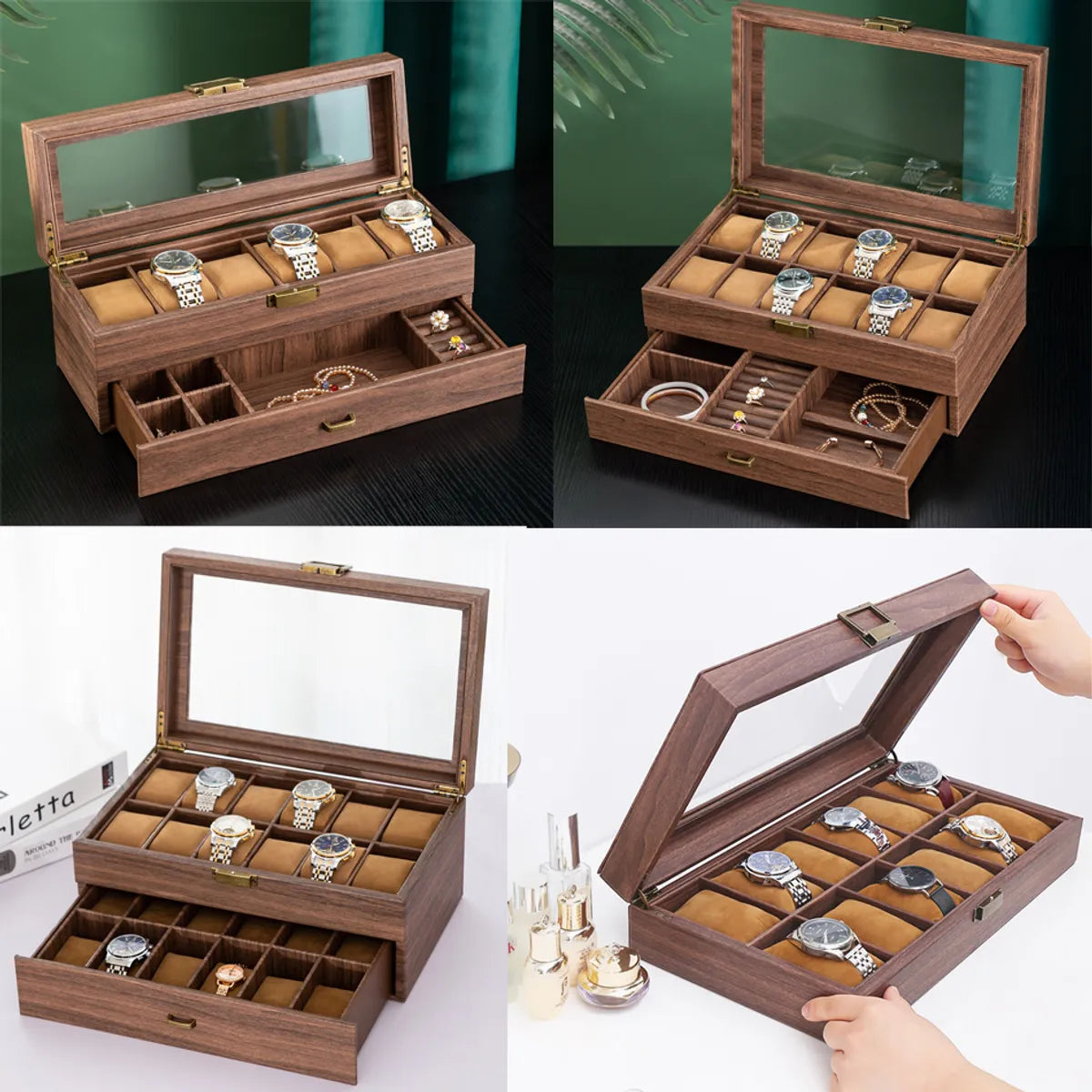 Commute Solid Color Wood Jewelry Boxes