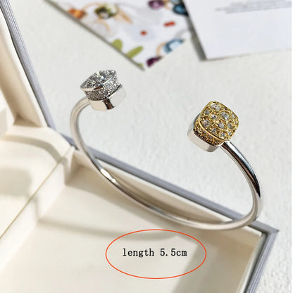 Commute Square Copper Inlay Artificial Crystal Bangle