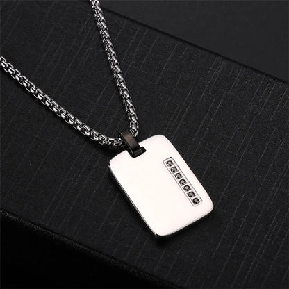 Commute Square Stainless Steel Polishing Inlay Zircon Men'S Pendant Necklace