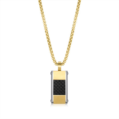 Commute Square Stainless Steel Polishing Plating 18k Gold Plated Men'S Pendant Necklace