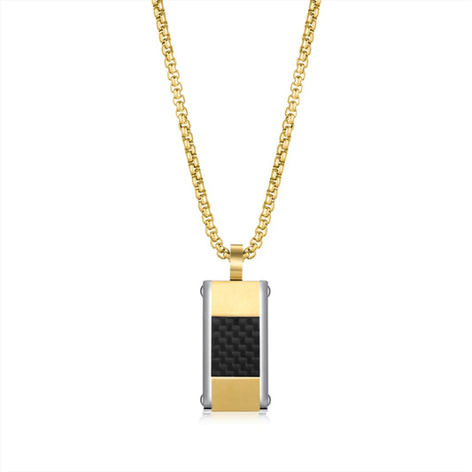 Commute Square Stainless Steel Polishing Plating 18k Gold Plated Men'S Pendant Necklace