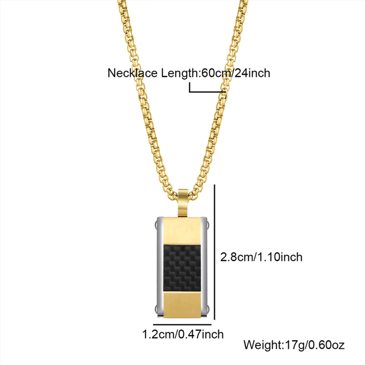 Commute Square Stainless Steel Polishing Plating 18k Gold Plated Men'S Pendant Necklace