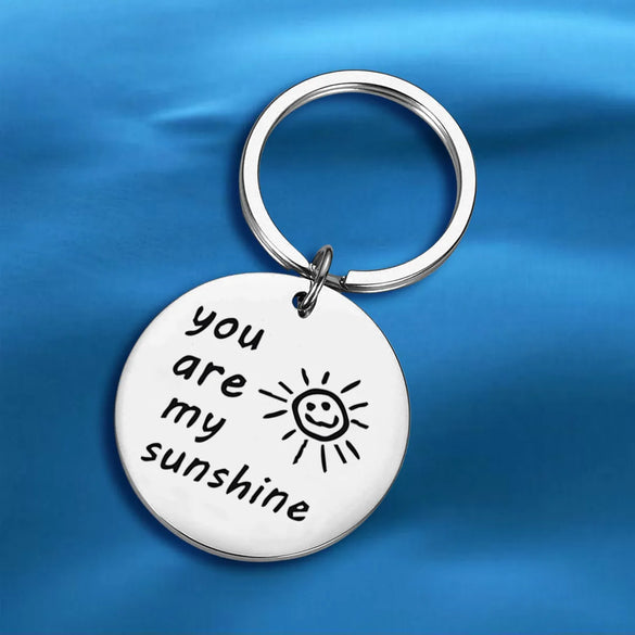 Commute Sun Letter 304 Stainless Steel Carving Silver Plated Keychain