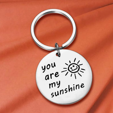 Commute Sun Letter 304 Stainless Steel Carving Silver Plated Keychain