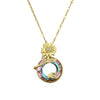 Commute Sunflower Stainless Steel Copper Plating Inlay Zircon 18k Gold Plated Pendant Necklace