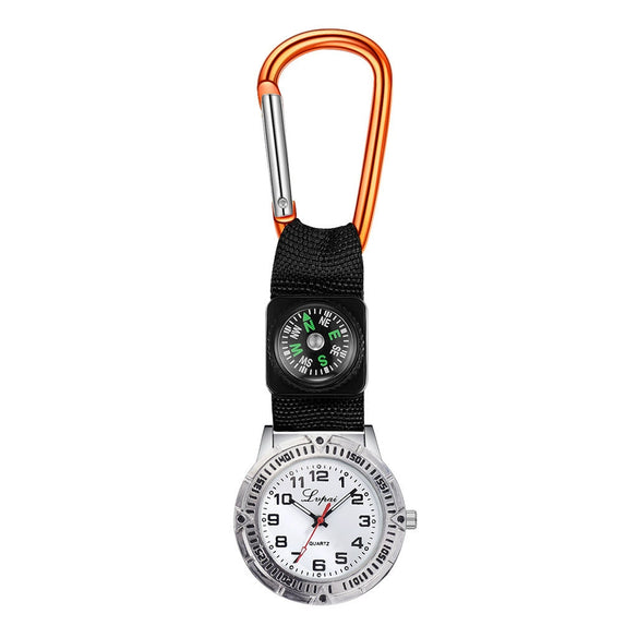 Compass Carabiner Nurse Watch Simple Fashion Leisure Watch With Round Dial And Canvas Strap And Alloy Case