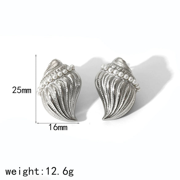 Conch Titanium Steel Stainless Steel Electroplated Women's Exaggerated Natural Style Earrings