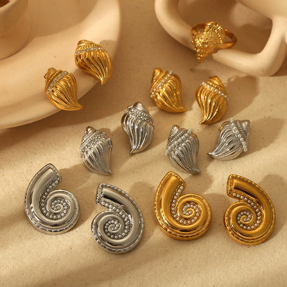 Conch Titanium Steel Stainless Steel Electroplated Women's Exaggerated Natural Style Earrings