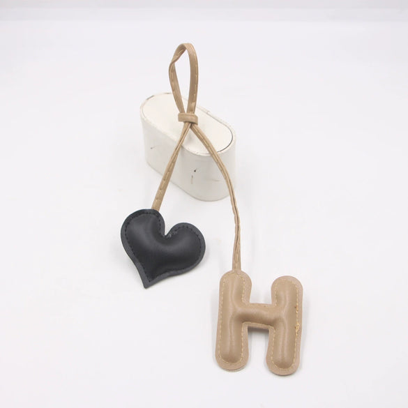 Contrast Color Letter Love Artificial Leather Bag With Diy Knot Lanyard Pendant Accessories Featuring Little Bear Pig Small Animal Patterns And Electroplating Processing