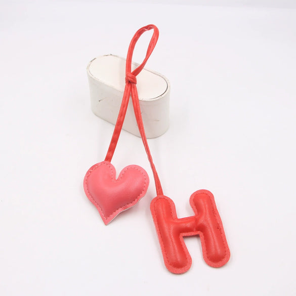 Contrast Color Letter Love Artificial Leather Bag With Diy Knot Lanyard Pendant Accessories Featuring Little Bear Pig Small Animal Patterns And Electroplating Processing