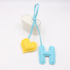 Contrast Color Letter Love Artificial Leather Bag With Diy Knot Lanyard Pendant Accessories Featuring Little Bear Pig Small Animal Patterns And Electroplating Processing