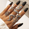 Cool Punk Style Unisex Snake Pattern Ring Set Alloy Electroplated