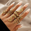 Cool Punk Style Unisex Snake Pattern Ring Set Alloy Electroplated