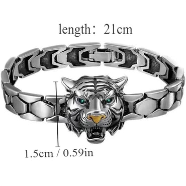 Cool Style Animal Tiger Metal Asymmetrical Plating Men'S Wristband