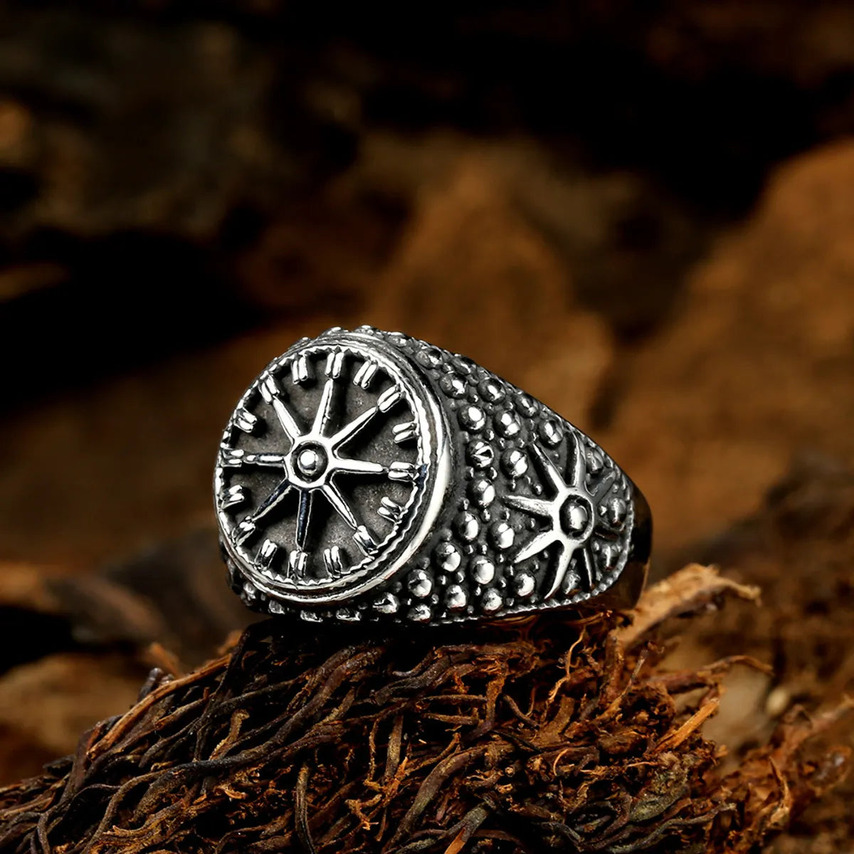 Cool Style Compass Stainless Steel Polishing None Men'S Rings